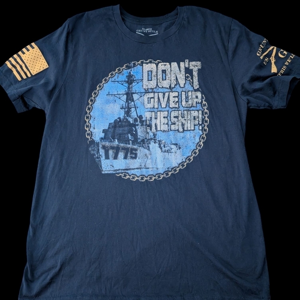 Grunt Style Navy Blue Cotton Graphic Tee